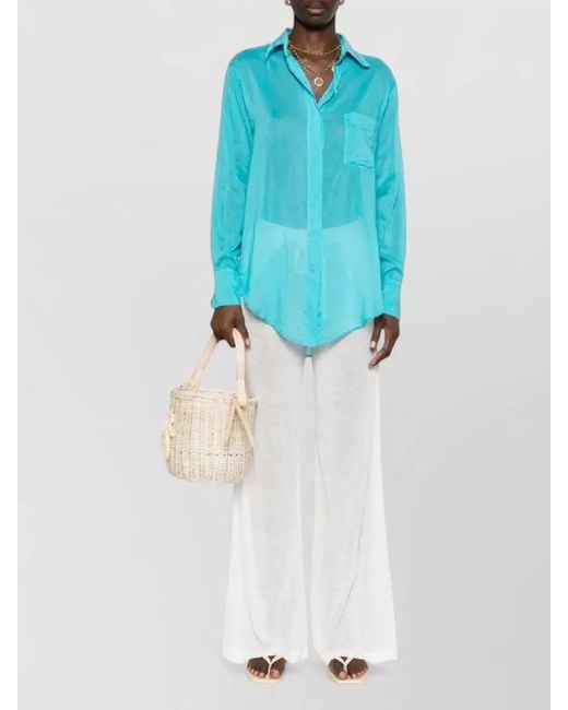 P.A.R.O.S.H. White Lounge Pants Elastic Waistband Sheer Wide Leg