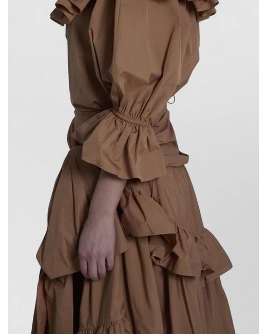 Chloé Brown Cotton Asymmetric Tiered Maxi Skirt