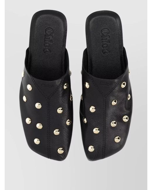 Chloé Gray Leather Mules
