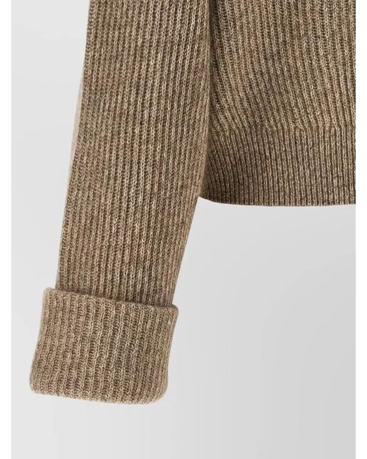 Brunello Cucinelli Natural Cashmere Vicuña Cardigan High Collar Zip