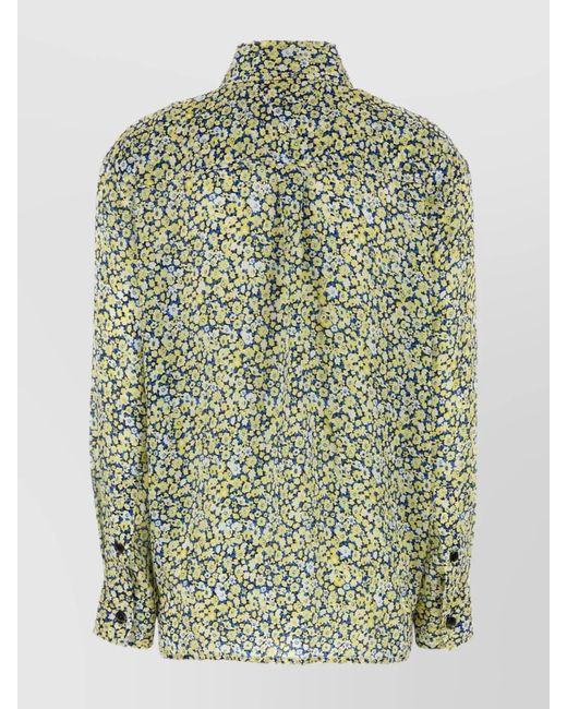Bottega Veneta Green Printed Silk Shirt for men
