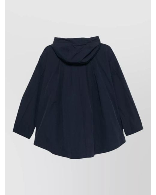Peuterey Blue Hooded Blouson Coat Buttoned Cuffs