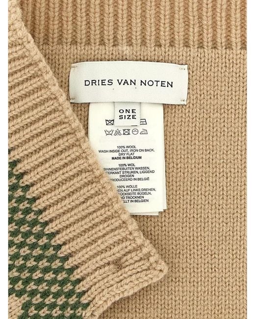 Dries Van Noten Green Wool Jacquard Collar for men