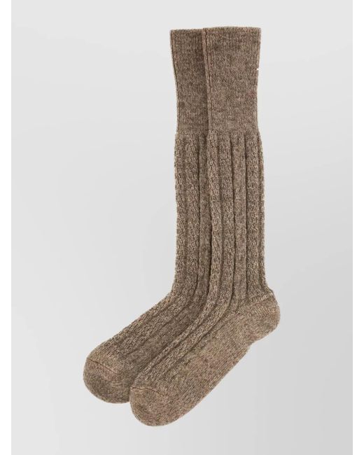 Maison Margiela Natural Ribbed Virgin Wool Socks for men