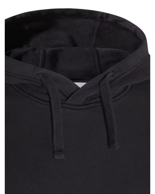 Stone Island Blue Logo Cotton Hoodie Drawstring Hood Kangaroo Pocket for men
