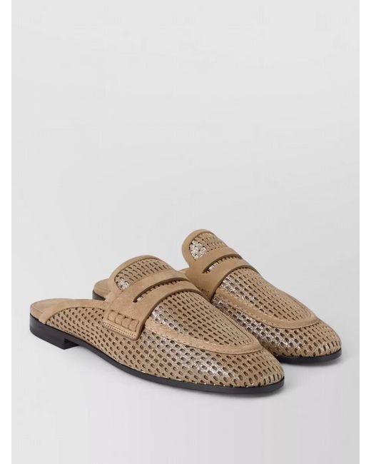 Brunello Cucinelli Natural Leather Mules