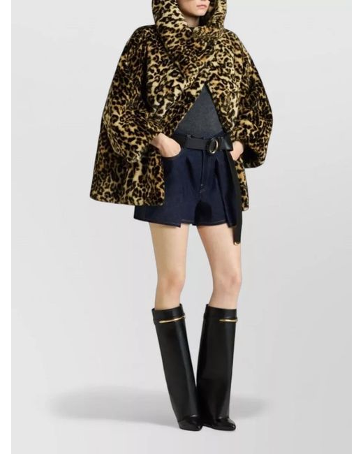Givenchy Metallic Leopard Print Camel Hair Faux Fur Jacket