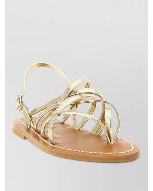 K. Jacques Pandora Flat Sole Metallic Strappy Sandals
