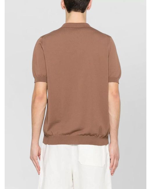 Tagliatore Brown Cotton Short-Sleeve Polo Shirt for men