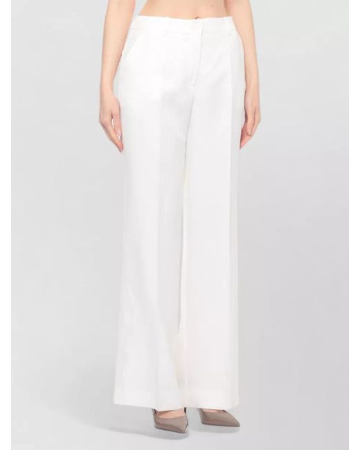 P.A.R.O.S.H. White Wide-Leg Trousers