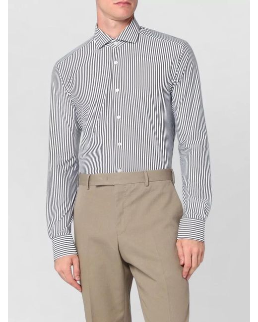Xacus Gray Shirt Long Sleeves Striped Pattern for men