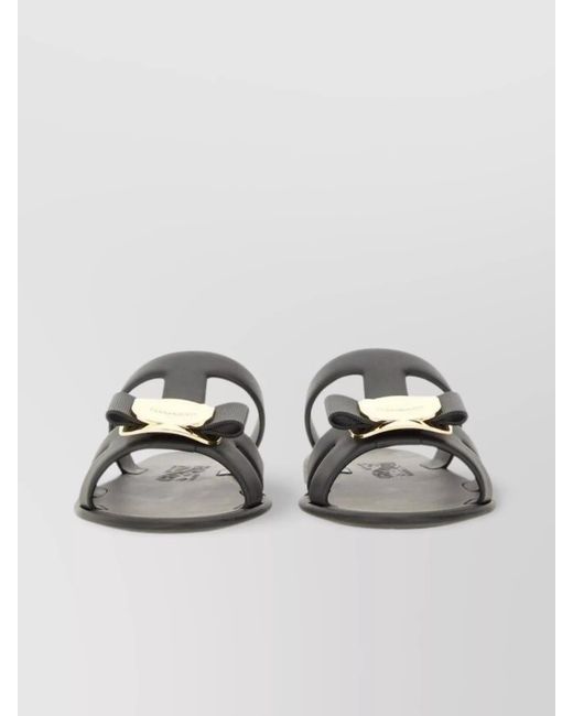 Ferragamo Gray Pvc Slide Sandals