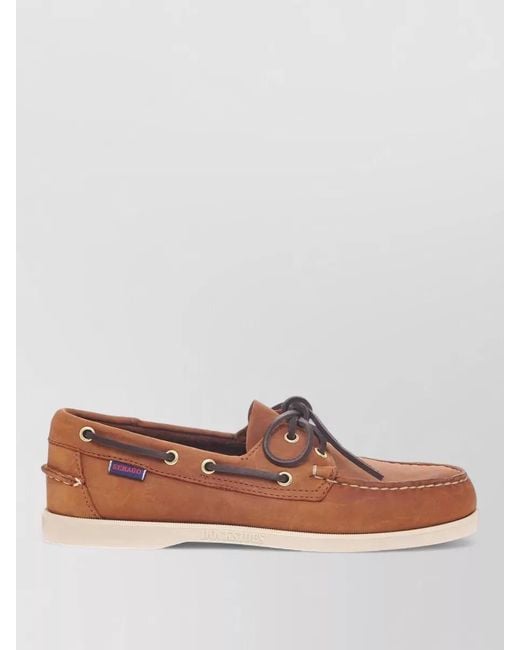 Sebago Brown Portland Texas Boat Shoes Contrast Stitching for men