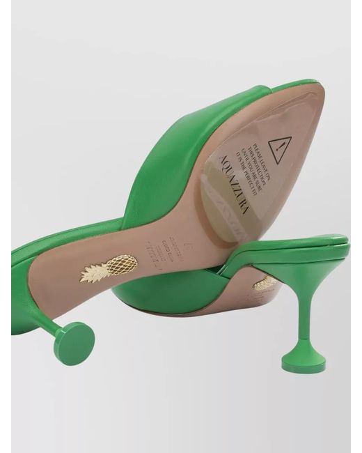 Aquazzura Green Bisous Mule 65 Mm Peep Toe Heel