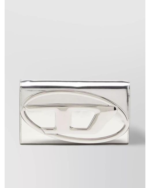 DIESEL Natural Chain Strap Leather Clutch Bag