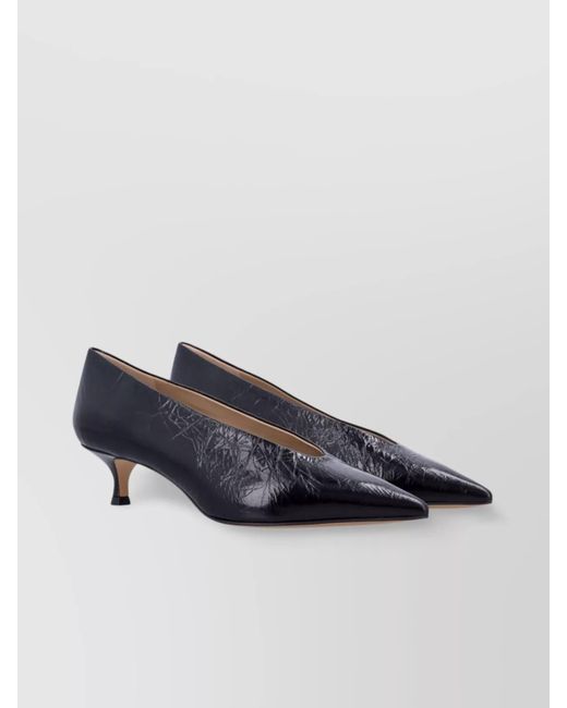 Le Monde Beryl Blue Glossy Kitten Heel Pointed Toe Pumps