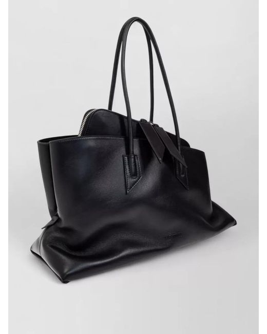 The Attico Black La Passeggiata Medium Leather Tote Bag