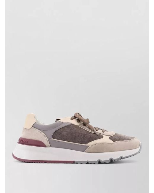 Brunello Cucinelli White Low Top Sneakers Contrasting Sole Textured Outsole for men