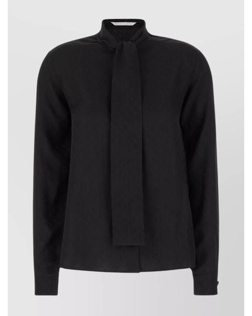Palm Angels Black Silk Logo-Embroidered Blouse