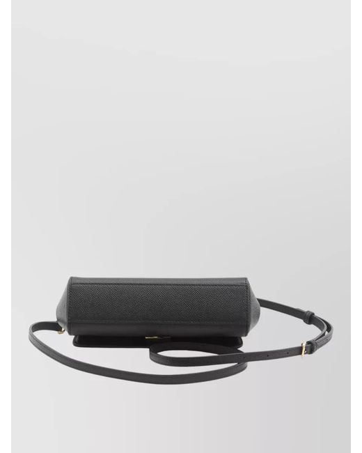 Dolce & Gabbana Black Sicily Medium Leather Tote Bag Shoulder Strap