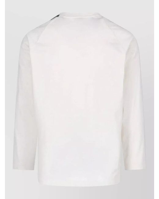 Y-3 White Short Sleeve Shirt Contrast Stripes Crew Neck for men