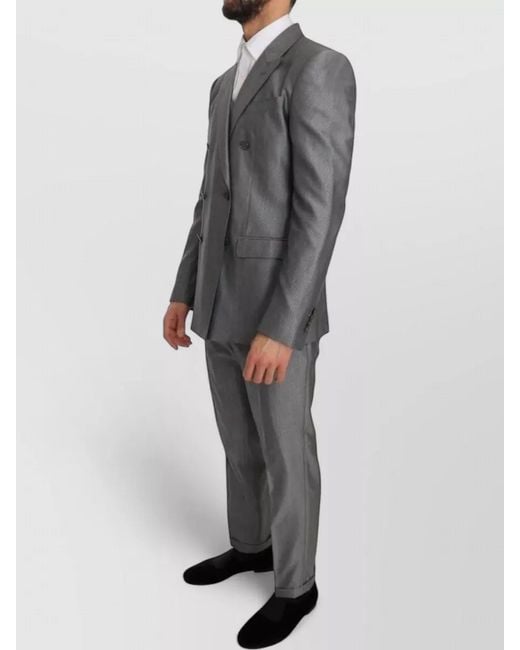 Dolce & Gabbana Gray Wool Slim-Fit Blazer for men