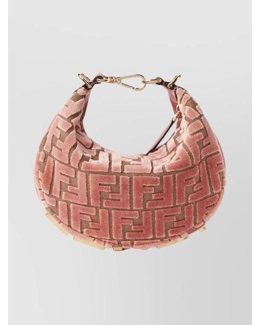 Fendi Pink Velvet Shoulder Bag Adjustable Strap