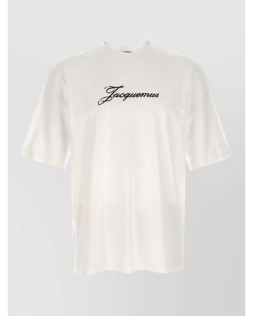 Jacquemus Natural Signature Logo Crew Neck Short Sleeve Top for men
