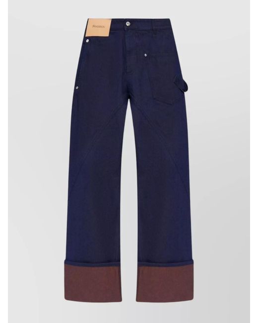 J.W. Anderson Blue Straight Trousers With Patch Pocket And Stitch Detailing for men
