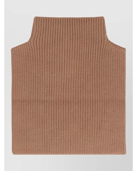 Max Mara Brown Wool Ribbed Turtleneck Scarf