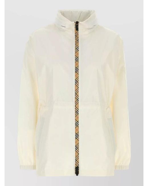 Burberry Natural Nylon Jacket High Collar Lightweight Design