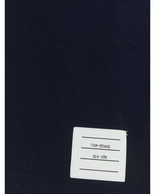 Thom Browne Blue Cotton Piqué Relaxed-Fit Short-Sleeve Polo Shirt