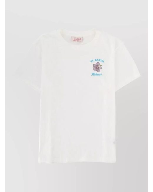 Mc2 Saint Barth White Emilie Crew Neck Floral Print T Shirt