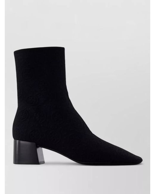 Tory Burch Black Stretch Nylon Ankle Boots Block Heel