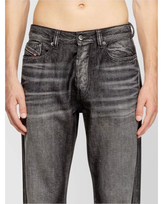 DIESEL Gray Denim Straight-Leg Jeans for men