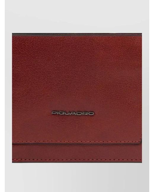 Piquadro Red Compact Bi Fold Wallet And Cardholder
