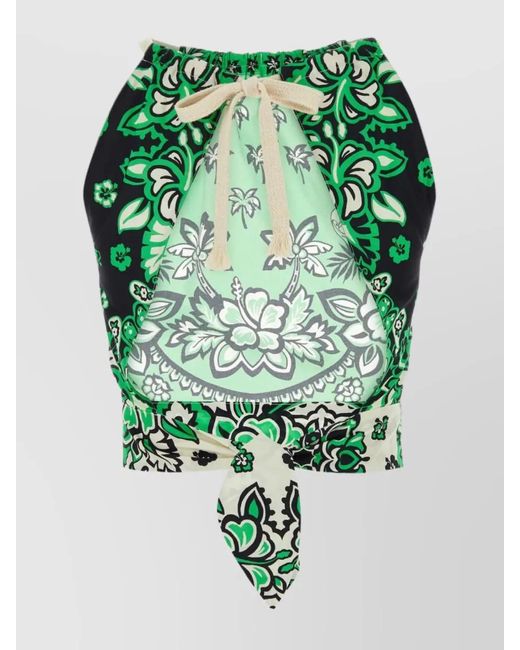 RED Valentino Green Cotton Bandana Top