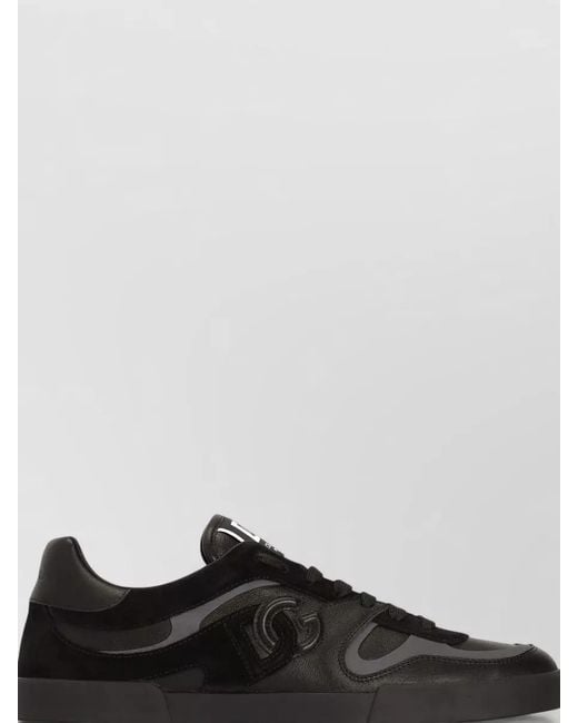 Dolce & Gabbana Black Lace Up Low Top Rubber Sole Sneakers for men