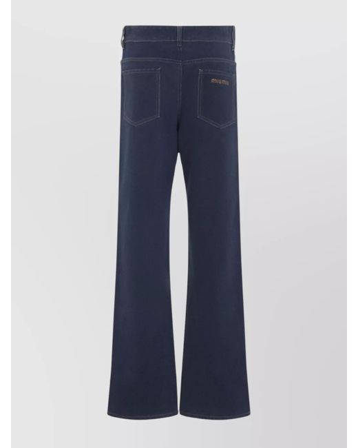 Miu Miu Blue Denim Mid-Rise Wide-Leg Jeans