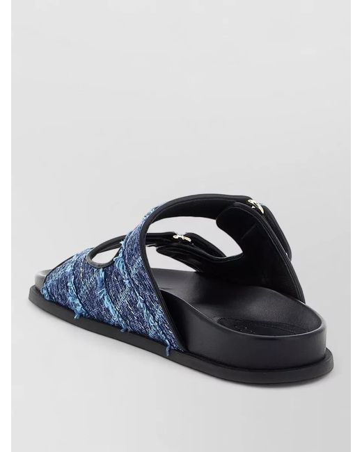 Jimmy Choo Blue Fayence Sandals Double Strap Metal Detail