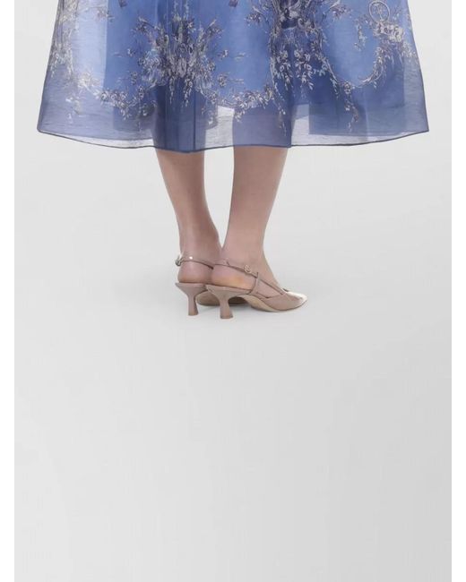Zimmermann Blue Midi Dress Floral Pattern Lace Up