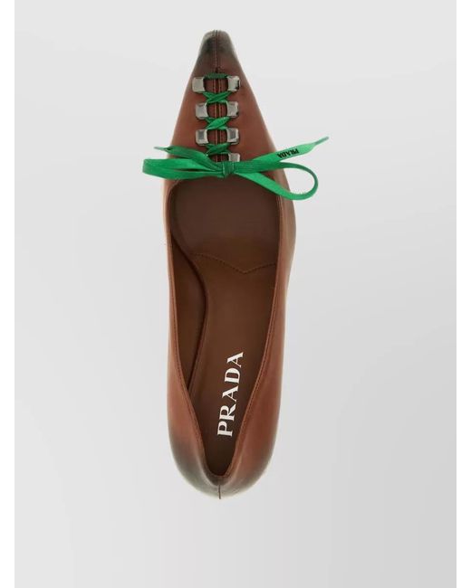 Prada Green Leather Lace-Up Pumps