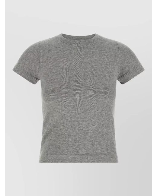Extreme Cashmere Gray Cashmere Blend Ribbed Crew Neck Short-Sleeve T-Shirt