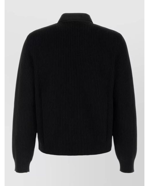 Prada Black Wool Cardigan Jacket Collared Design Ribbed Sleeves for men