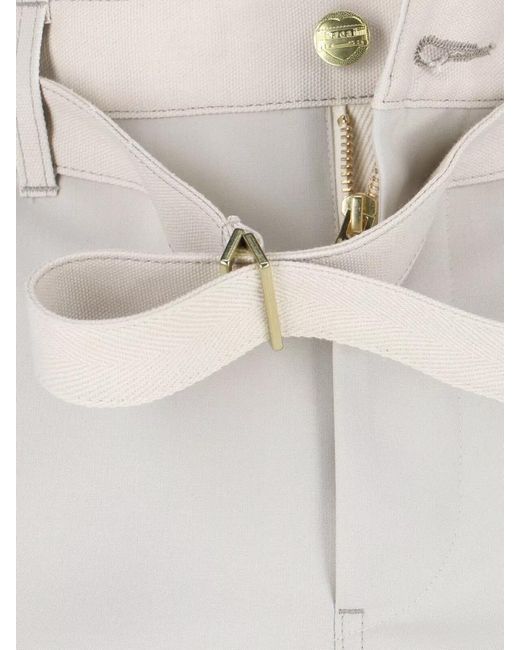 Sacai White Straight Trousers Belt Loops Contrast Stitching for men