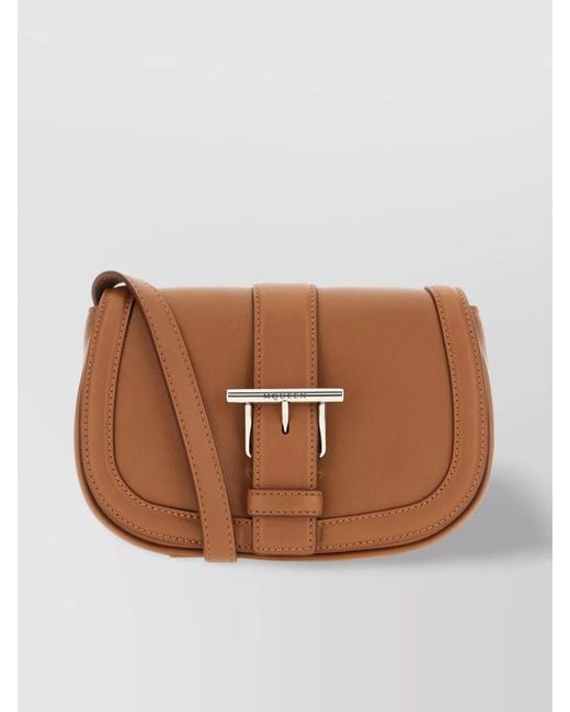McQueen Brown Mini Leather Satchel Bag