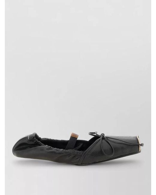 MM6 by Maison Margiela White Square Toe Ballet Shoes Elastic Trim Bow