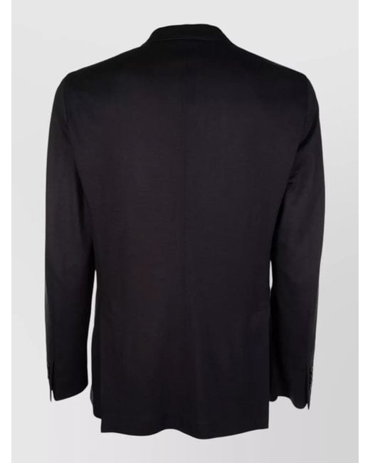 Boglioli Black Double Breasted Jacket Notch Lapel Buttons Pockets for men