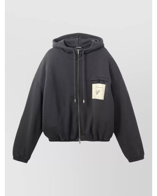 Jacquemus Blue Torneo Hooded Jacket Front Pocket Design for men
