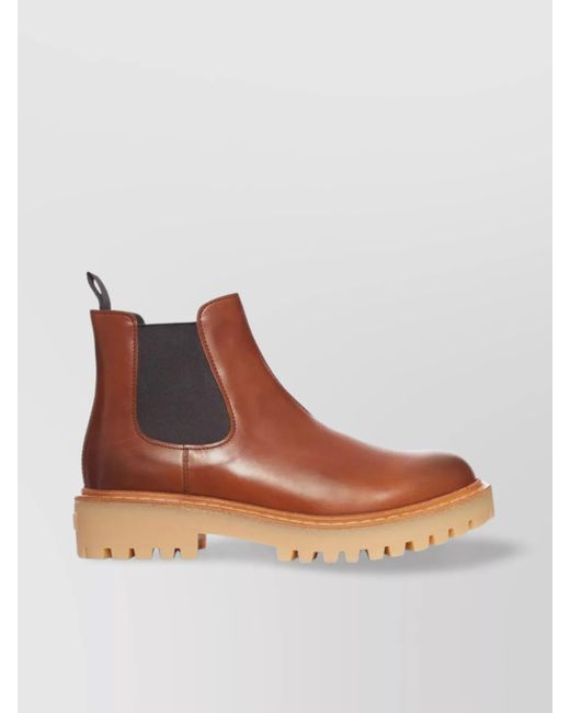 Prada Brown Chunky Sole Leather Chelsea Boots for men